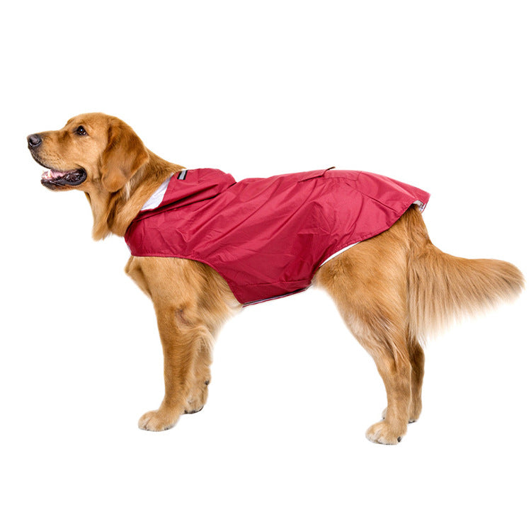 Hooded reflective nylon rain poncho for large dogs, product image 3