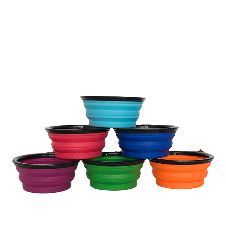 Foldable Silicone Dog Travel Bowl with Clip, Collapsible