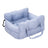 Dark grey padded dog car booster seat bed with strap, view 22
