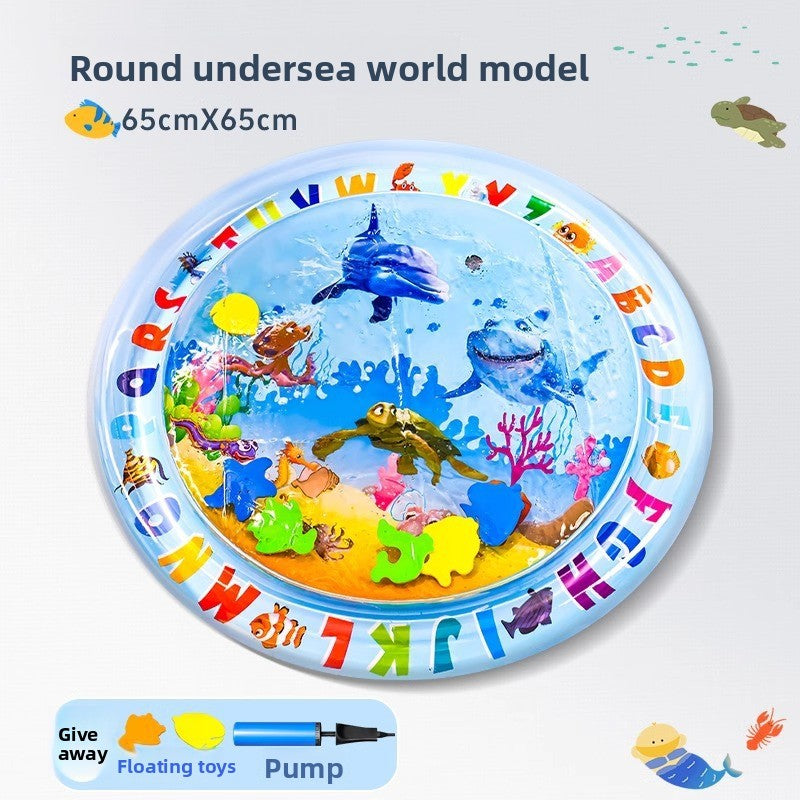 Water-filled inflatable pet cooling pad with sea print, photo 8 of 10