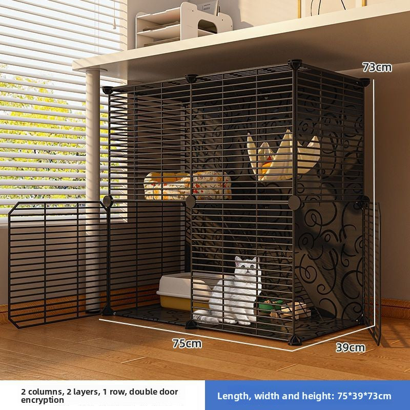Indoor plastic cat cage with litter area and cat bed, view 67