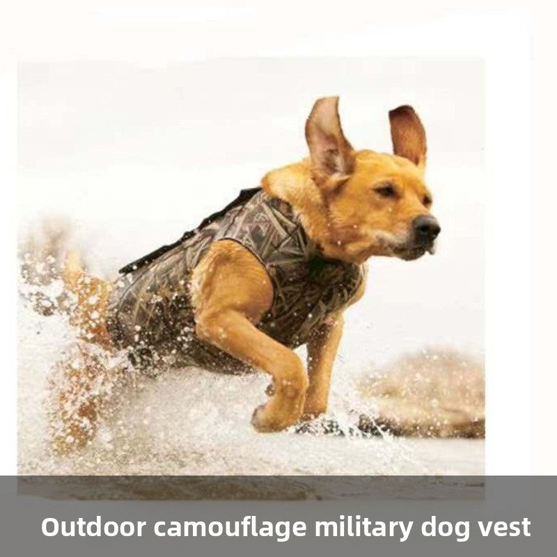 Camouflage neoprene dog vest for field and outdoor walks, view 1