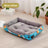 Enclosed kennel style pet bed with blue kitten print and velvet lining, photo 9