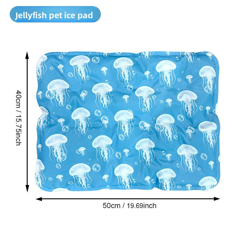 Ice silk PVC pet cooling mat, size 40 x 50cm Jellyfish