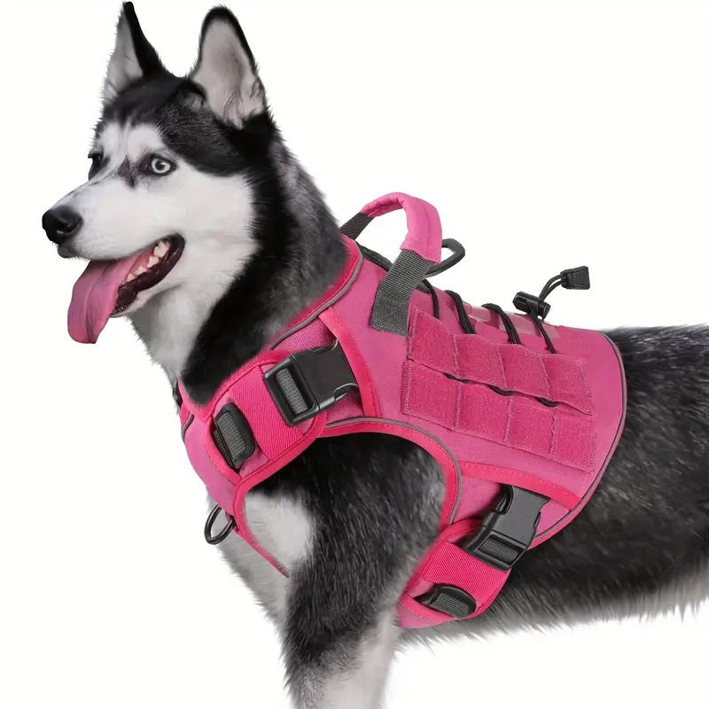 Tactical Oxford cloth dog harness vest in army green, product image 7