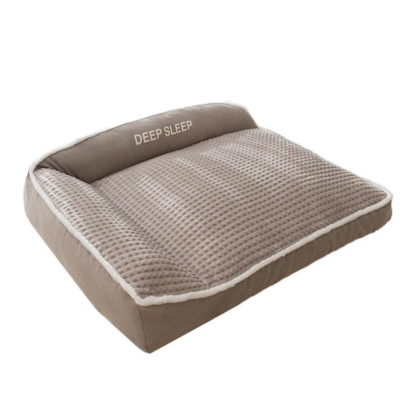Plush Bolster Sofa Bed for Dogs and Cats, Washable Thermal Nest