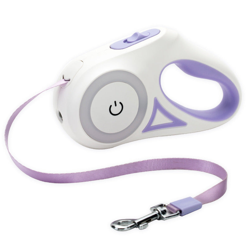 Glow in the dark retractable dog lead with one touch brake