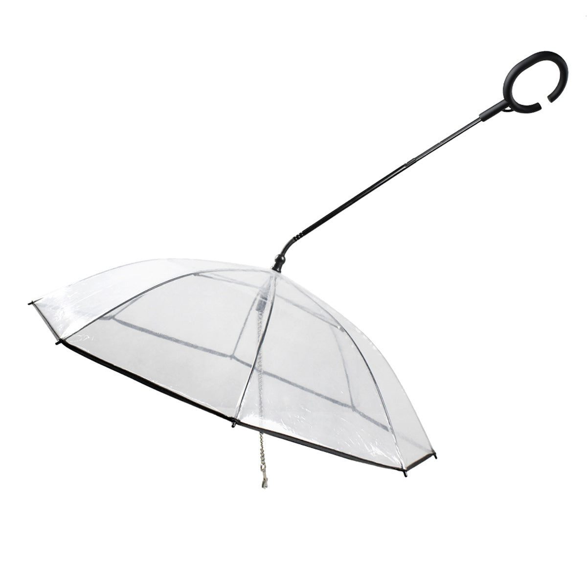 Clear dog umbrella with built-in lead for rainy walks in Transparent with Chain, material detail