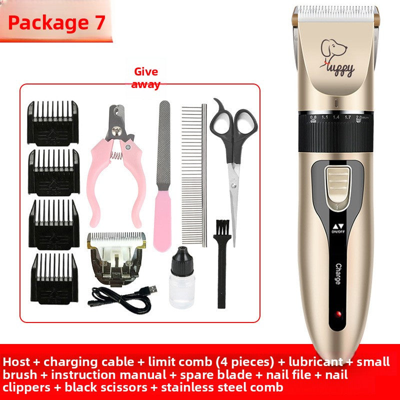 USB Rechargeable Pet Hair Clipper with Ceramic Blade and 4 Combs