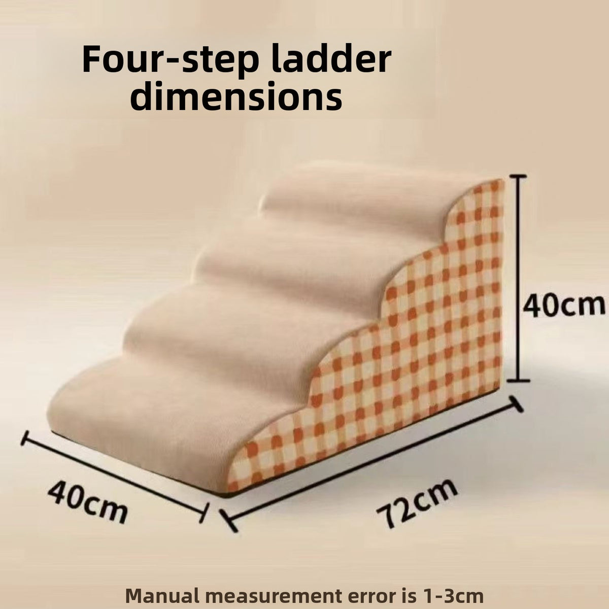 Two-step foam pet stairs with plaid cover, photo 8 of 11
