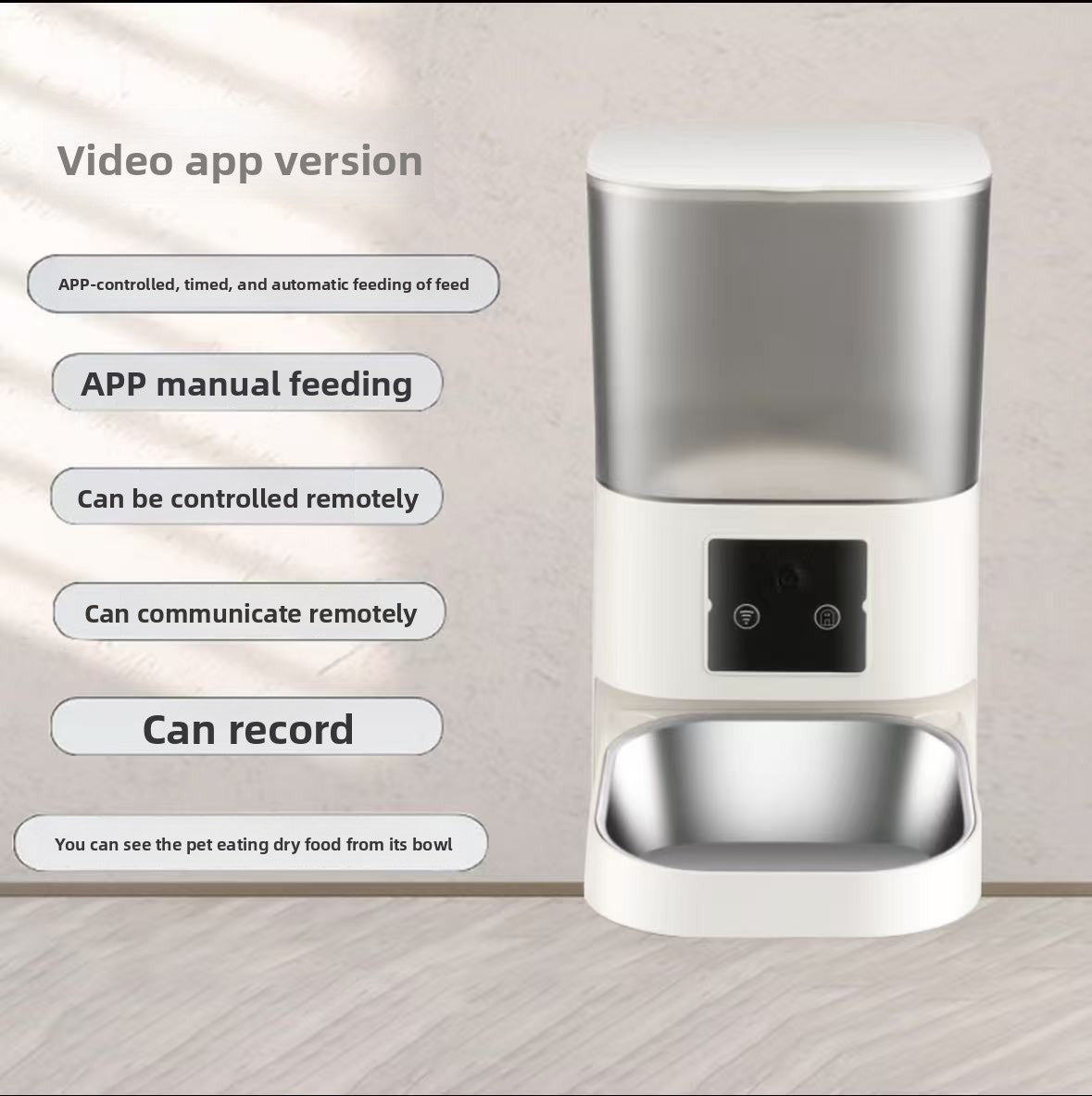 Smart Automatic Pet Feeder with 180 Degree Camera, App Control and Sealed Food Storage