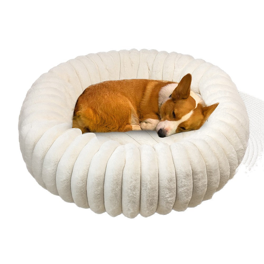 Round Plush Calming Bed for Dogs, Cats and Rabbits, 40-120cm
