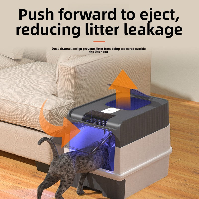 Fully Enclosed Cat Litter Box with Drawer and Dual Doors
