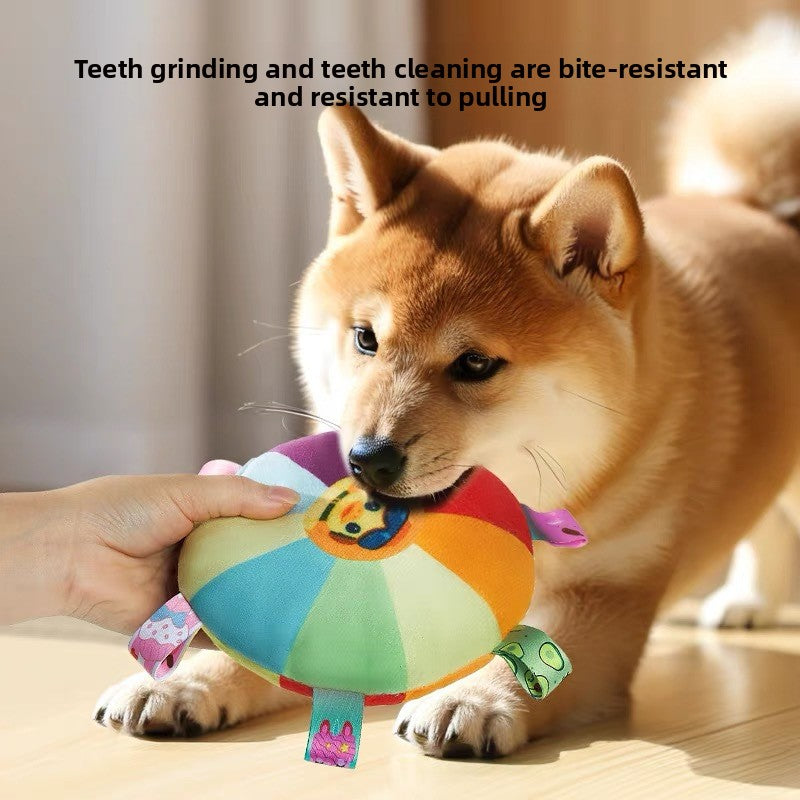 Plush vocal interactive dog frisbee