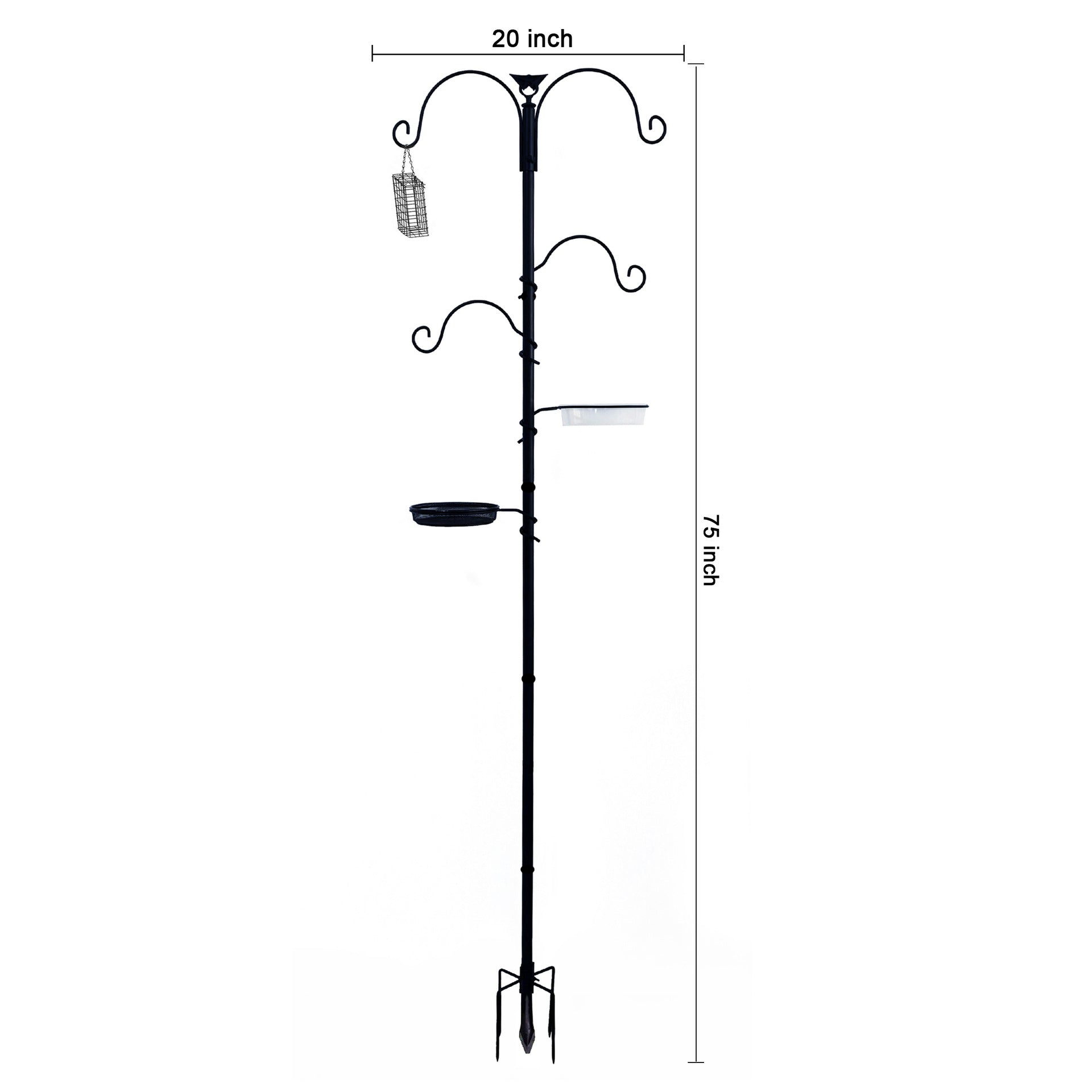Garden bird feeding station attachments with tube feeder and tray, view 6