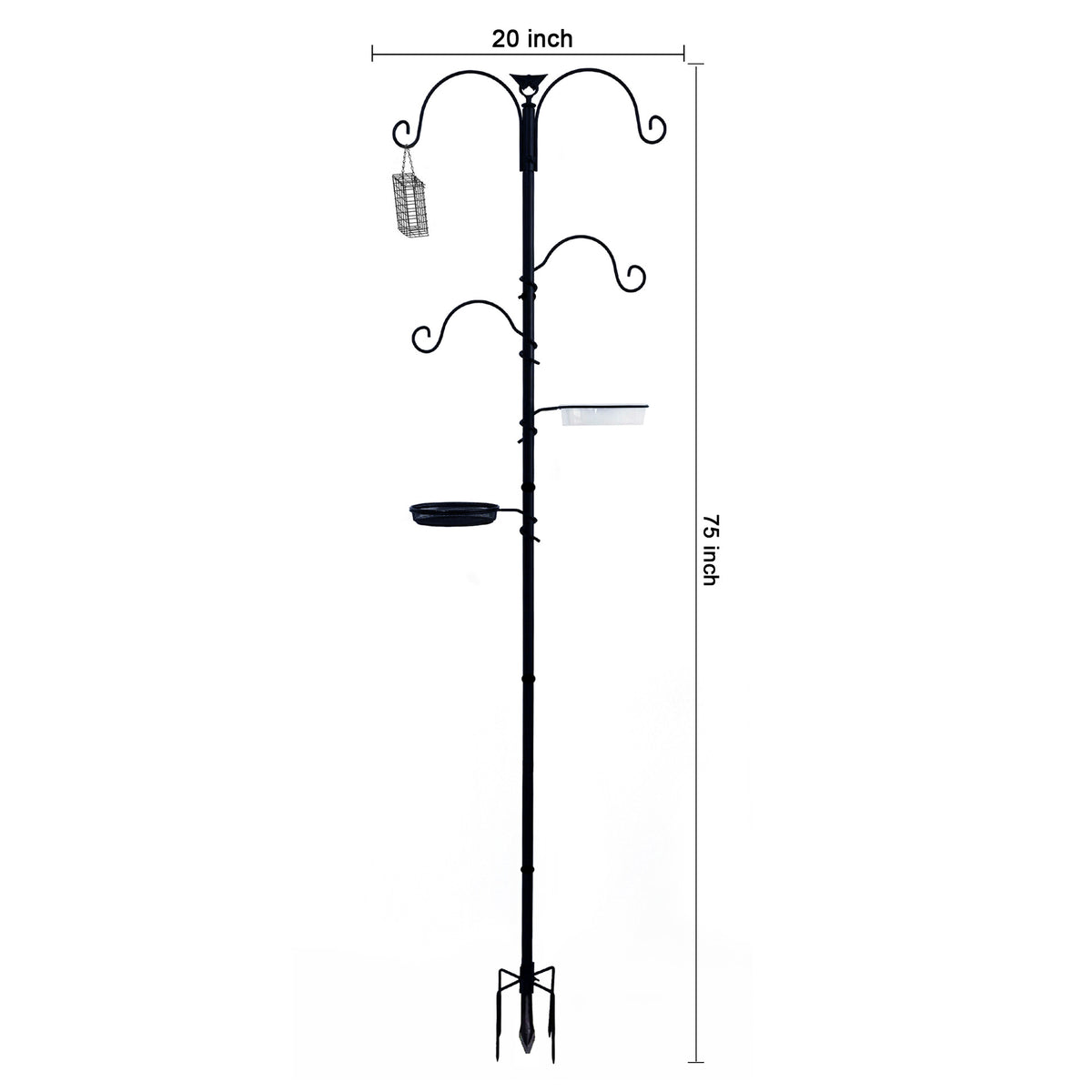 Garden bird feeding station attachments with tube feeder and tray, view 6