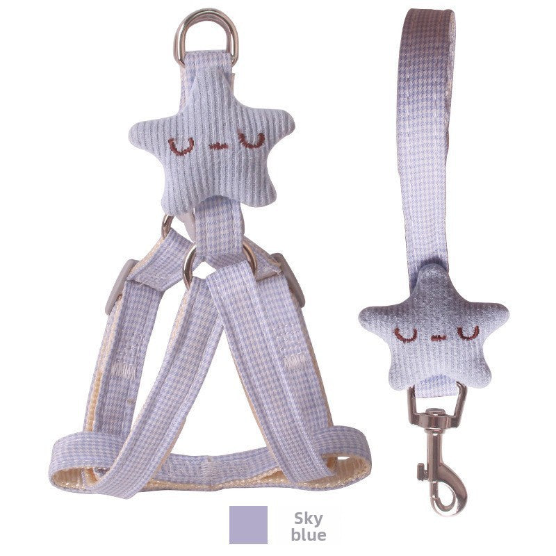 Printed chest harness and lead set for small dogs, 2 sizes available