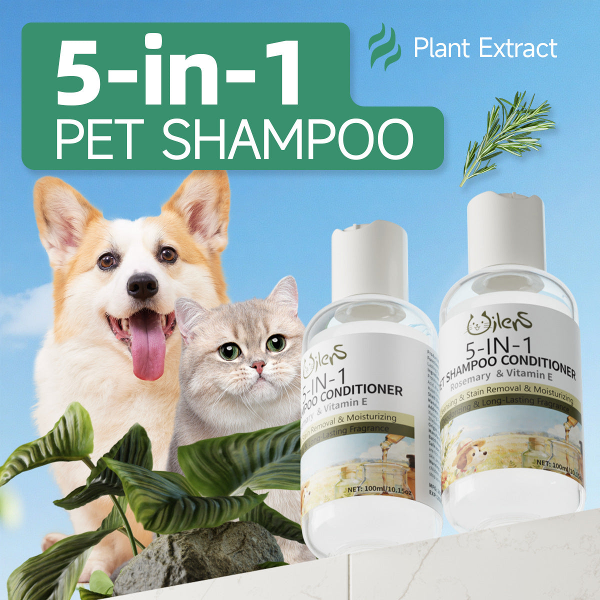 Pet Shampoo 100ml with Rosemary, Jojoba or Ginseng Extracts