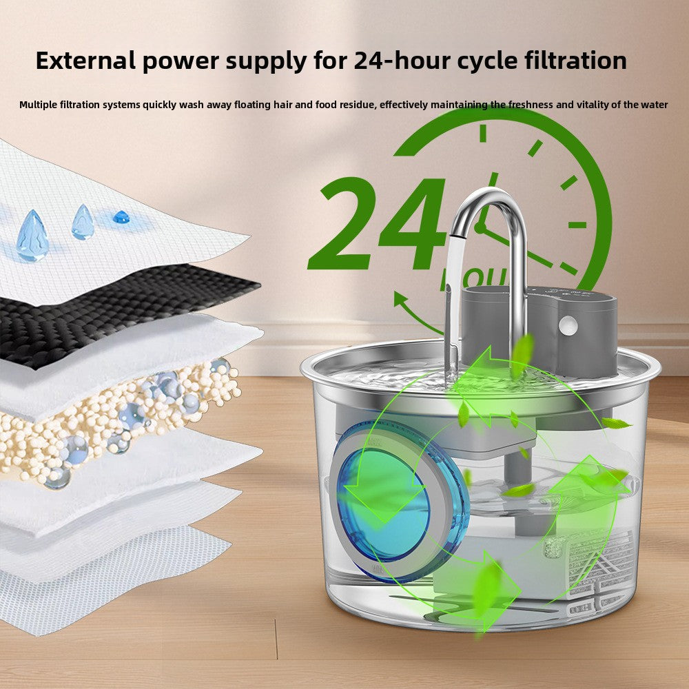 Infrared Sensor Pet Water Fountain, 2.2L 304 Stainless Steel Dispenser with USB Power