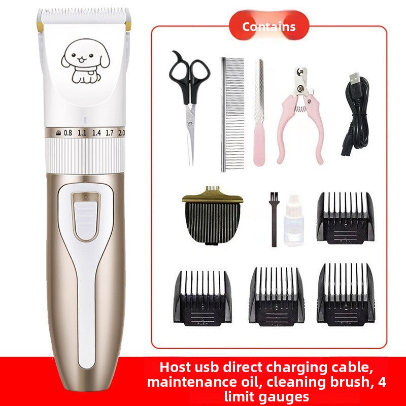 Cordless Dog Hair Clippers with Guide Combs, Low Noise Trimmer Kit