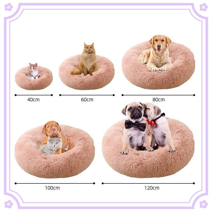 Deep round pet bed for cats and dogs, alternative angle view