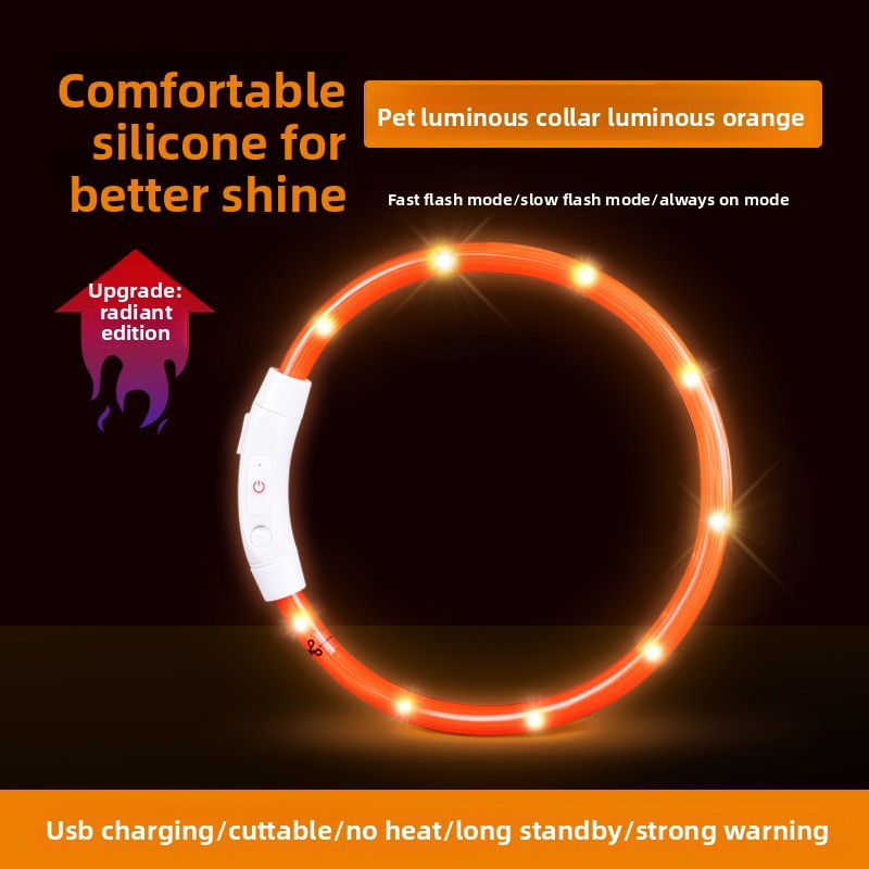 Rechargeable glowing LED dog collar for night walks, view 7