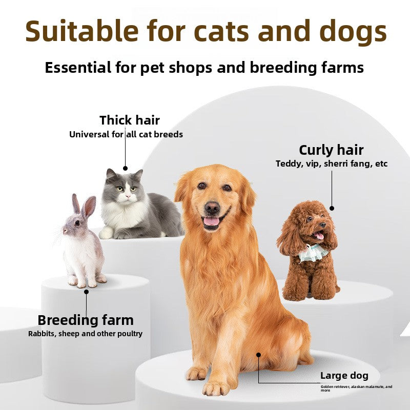 Pet Hair Trimmer with Suction and Built-In Lamp, 3 Comb Attachments