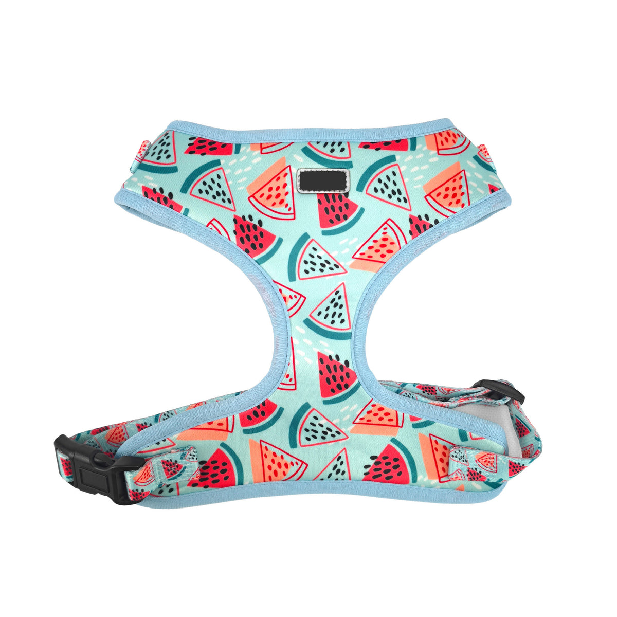 Watermelon print dog harness set with collar, lead, bow and scarf, view 14