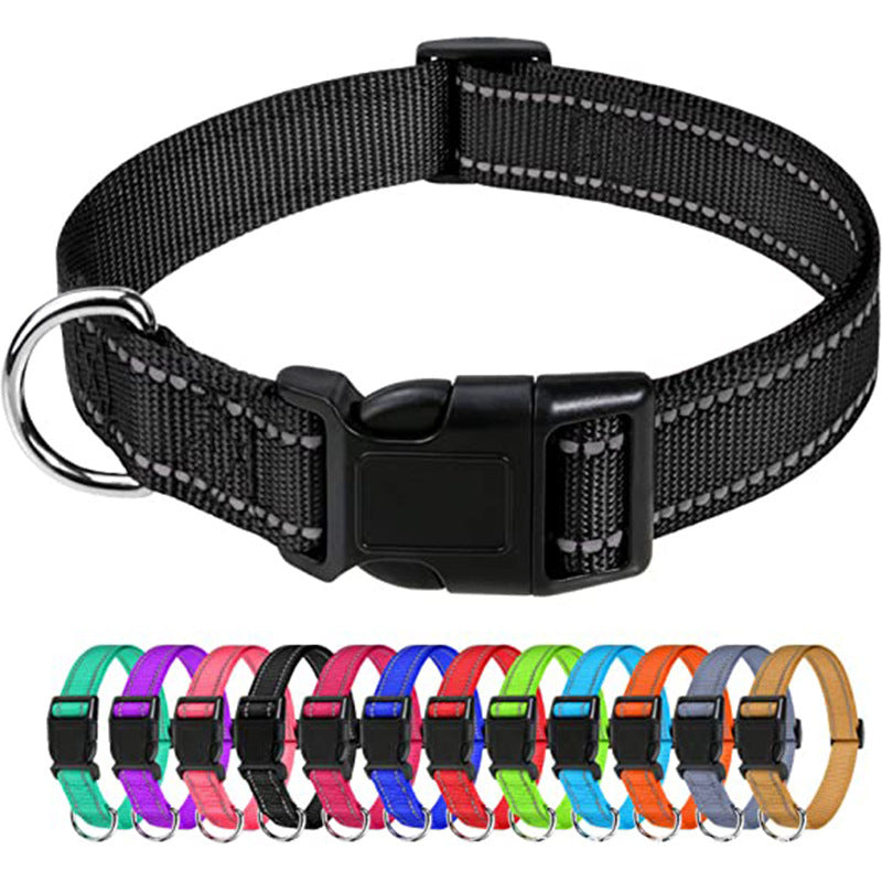 Reflective nylon dog collar, available from Pet Royale UK