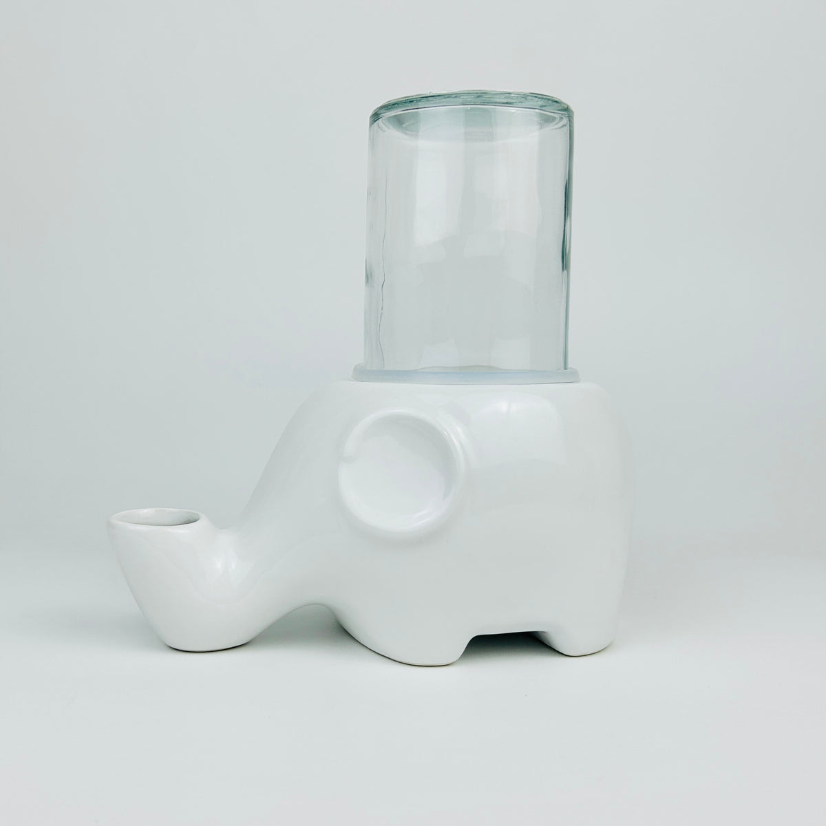 Ceramic Elephant Cat Water Dispenser with Glass Bottle and No-Wet Chin Design