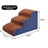 Brown and Blue compact 3 step foam dog stairs measuring 58 x 31 x 28cm
