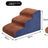 Brown and Blue 3 step foam dog stairs measuring 60 x 40 x 40cm
