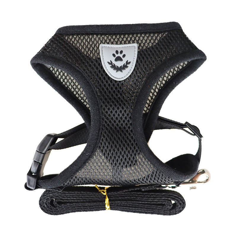 Adjustable reflective vest harness for dogs and cats in black, view 6