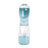 3-in-1 portable dog water bottle with food box in Sky Blue, showing size and shape