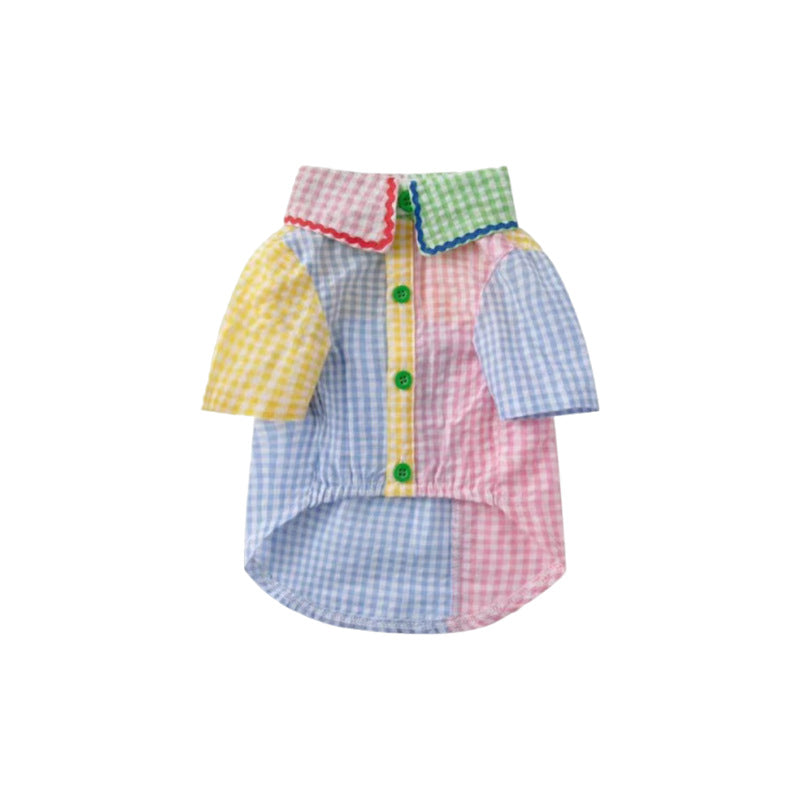 Colour block cotton dog shirt in bright summer colours, product image 5