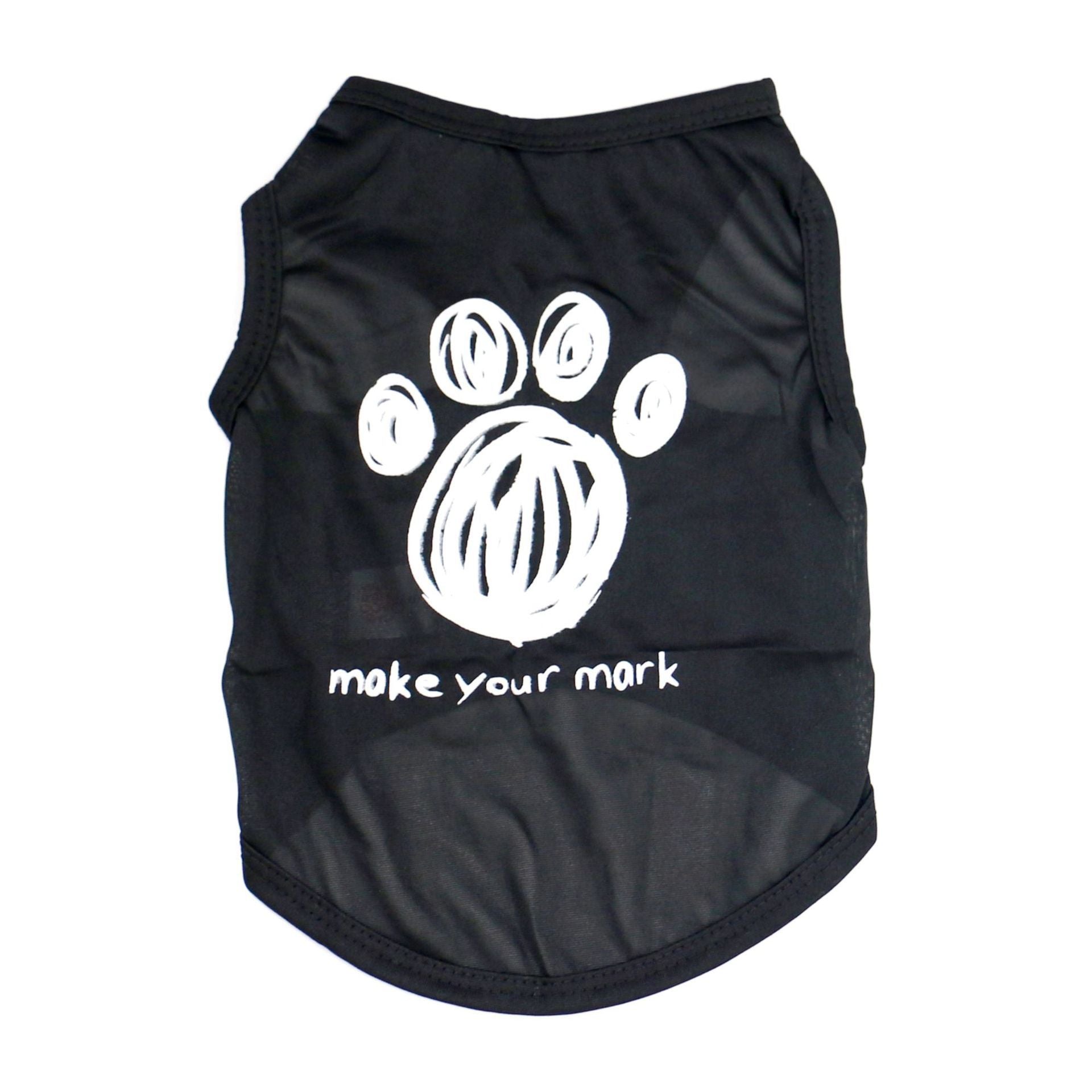 Lightweight printed dog vest T-shirt in polyester, in use with a pet