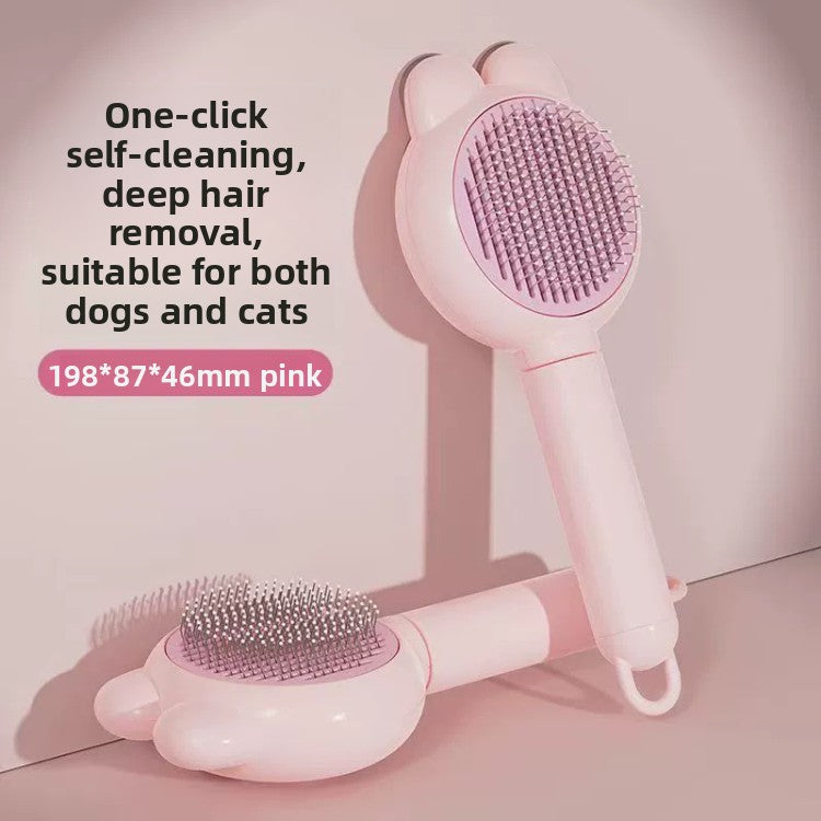 Bunny Ear Self-Cleaning Slicker Brush for Cats and Dogs, Massage