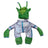 Small dog dressed in a funny green alien costume