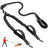 Tangle free two dog lead with poo bag holder in orange