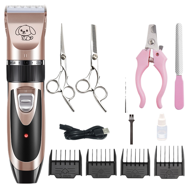 Cordless Pet Hair Clipper Set with Scissors and Comb Attachments