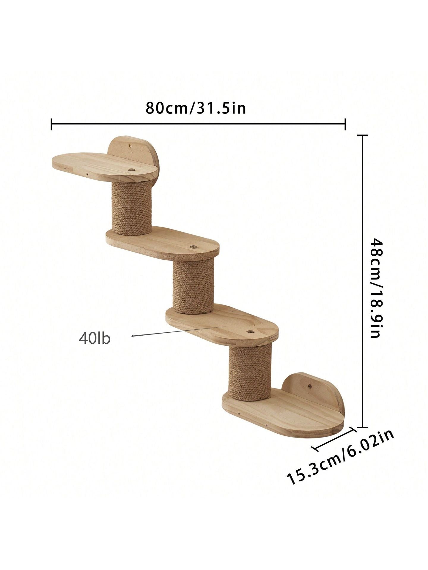 Wooden wall-mounted cat perch with hammock, extra detail view