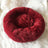 Round velvet cat bed mat for winter in Wine Red, size 60cm