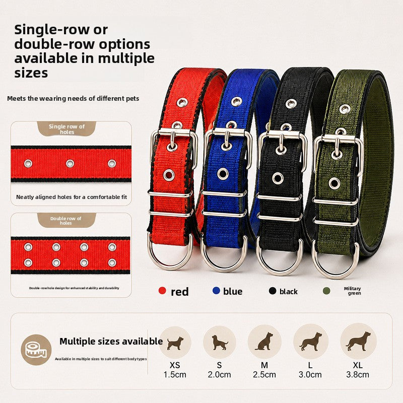Padded nylon dog collar with foam lining, ideal for everyday use