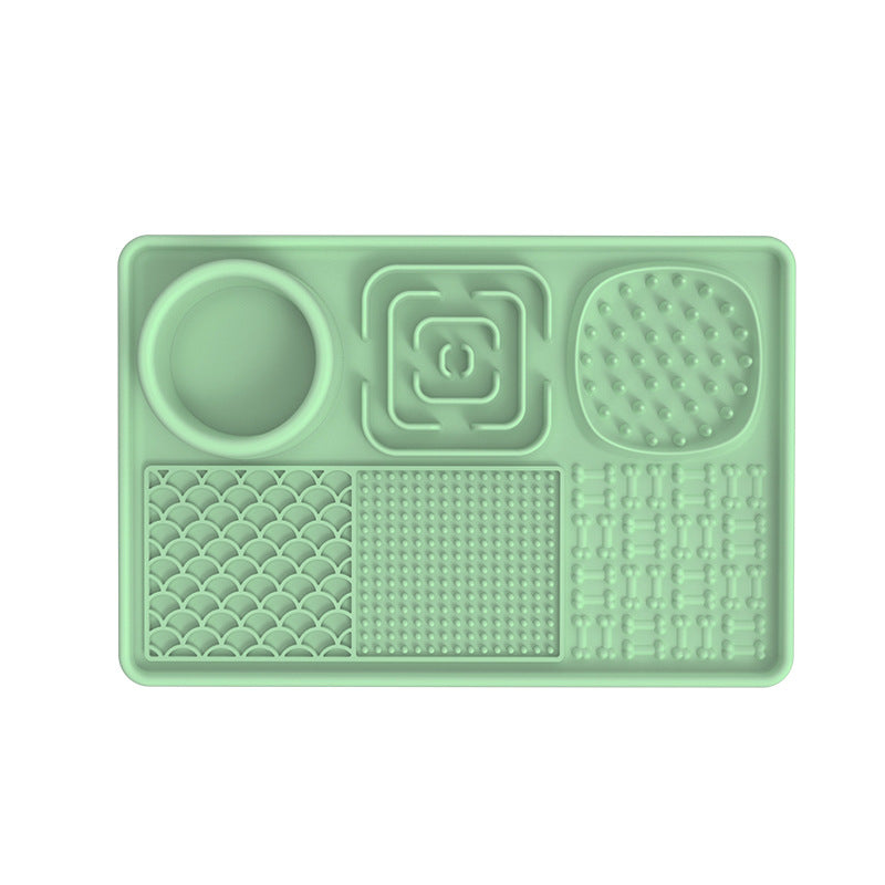 Square green lick mat with scraper for cats and dogs