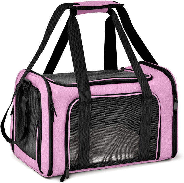 Black breathable mesh pet carrier bag with geometric pattern, photo 14