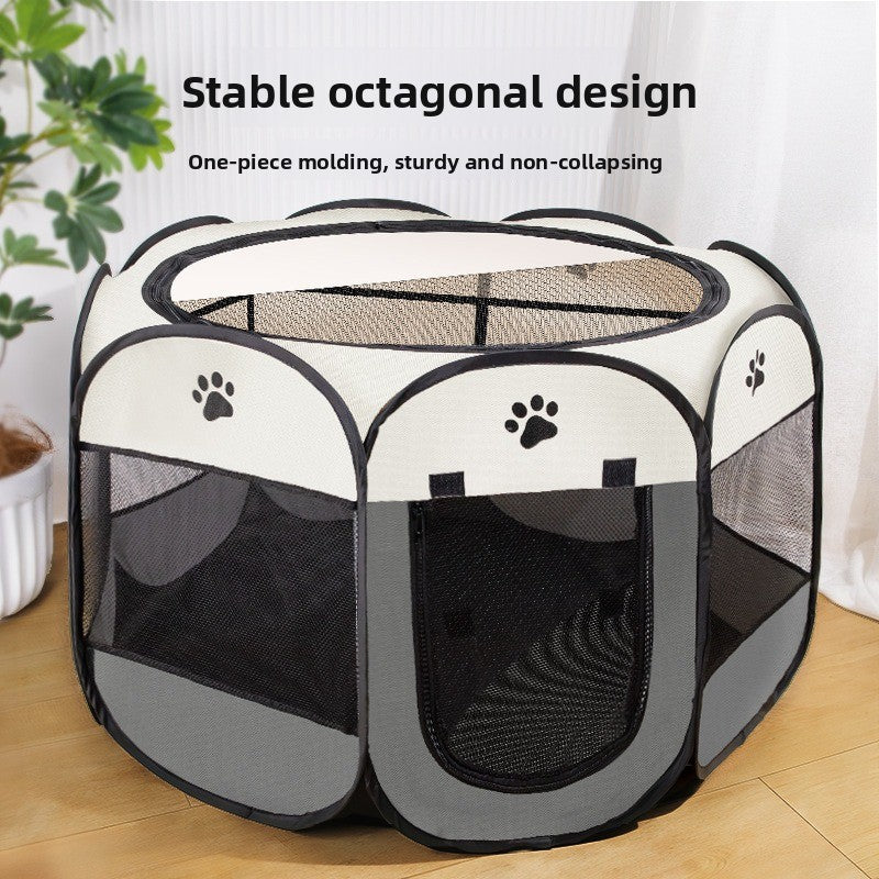 Enclosed pet maternity tent and playpen, photo from another angle