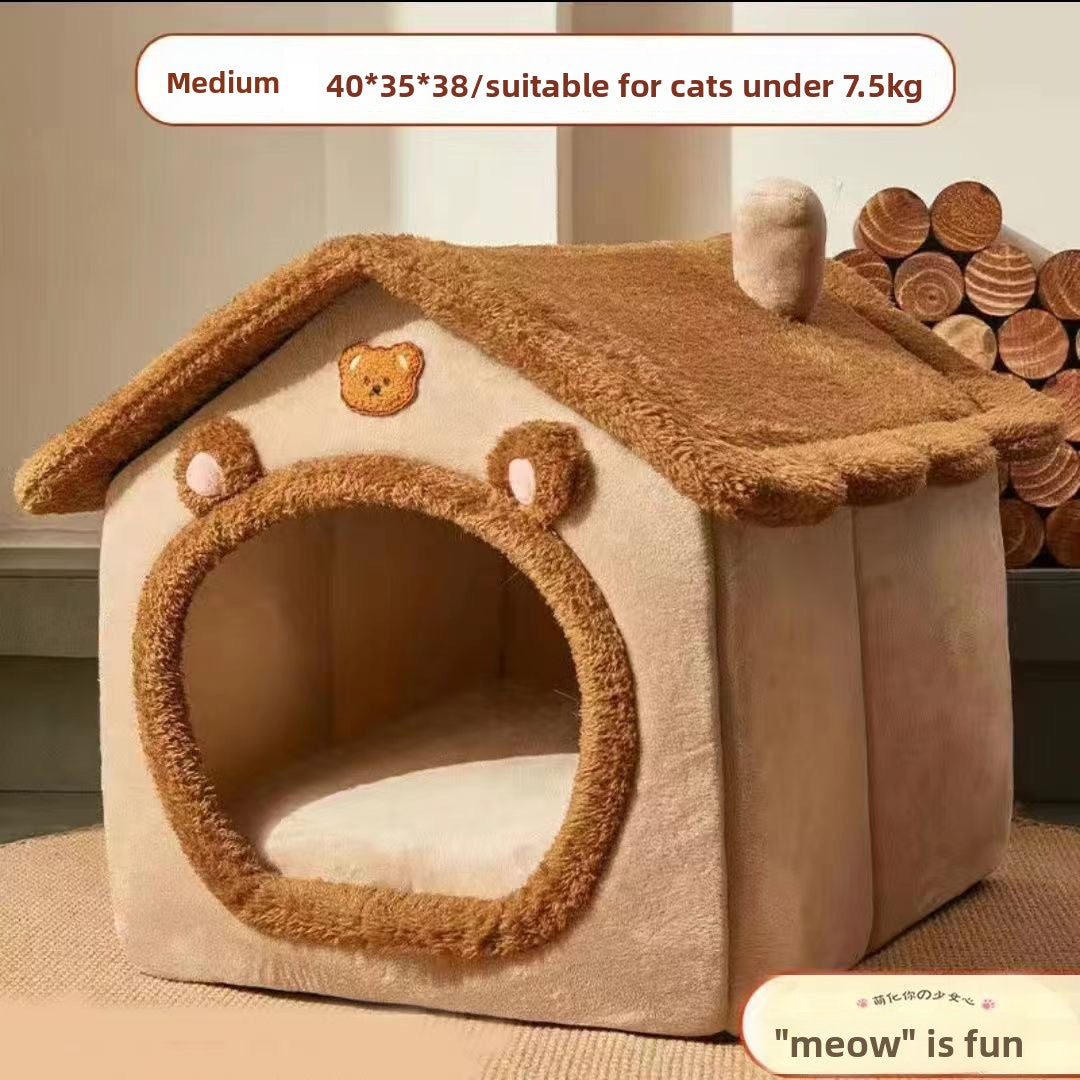 Grey enclosed cat cave bed with removable cushion, photo 26