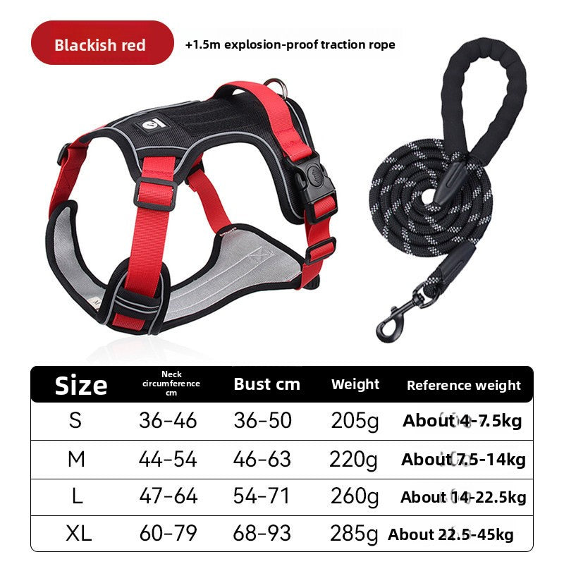 Padded mesh dog chest harness for medium and large dogs in grey, view 16