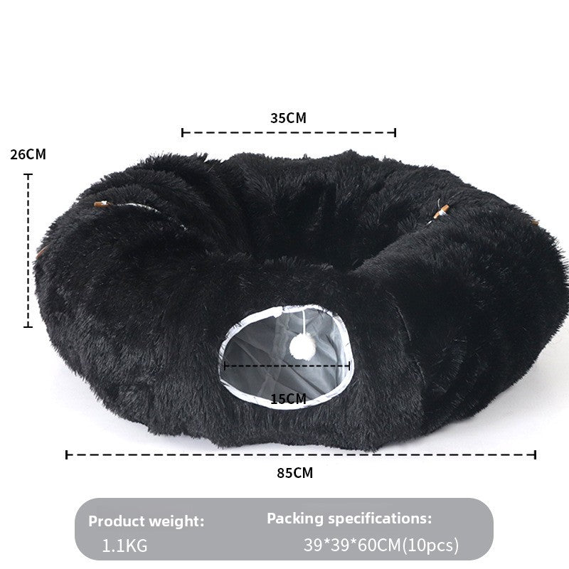 Plush PV fleece cat tunnel nest with removable cushion, view 10