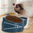 Blue double pet food bowl with water dispenser, view 3